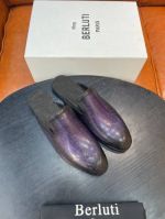 Berluti Black and purple calfskin Leather Shoes-Berluti Man Business Leather Shoes